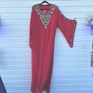 Chiffon rhinestone caftan gown